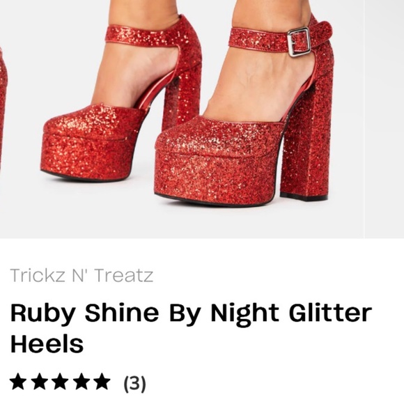 Dolls Kill Ruby Shine By Night Glitter Heels (Dorothy Shoes) - Picture 1 of 3